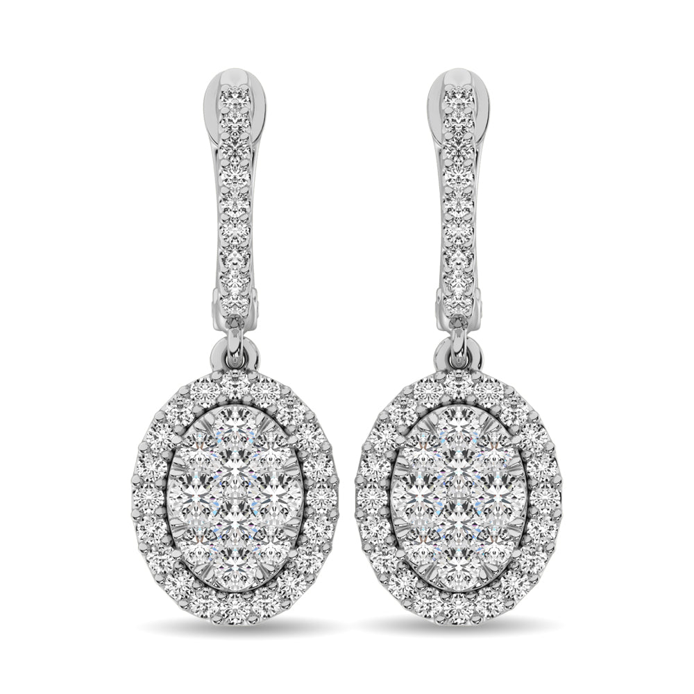 Aretes Colgantes con Diamantes de 1 1/2 qt en Oro Blanco de 14k