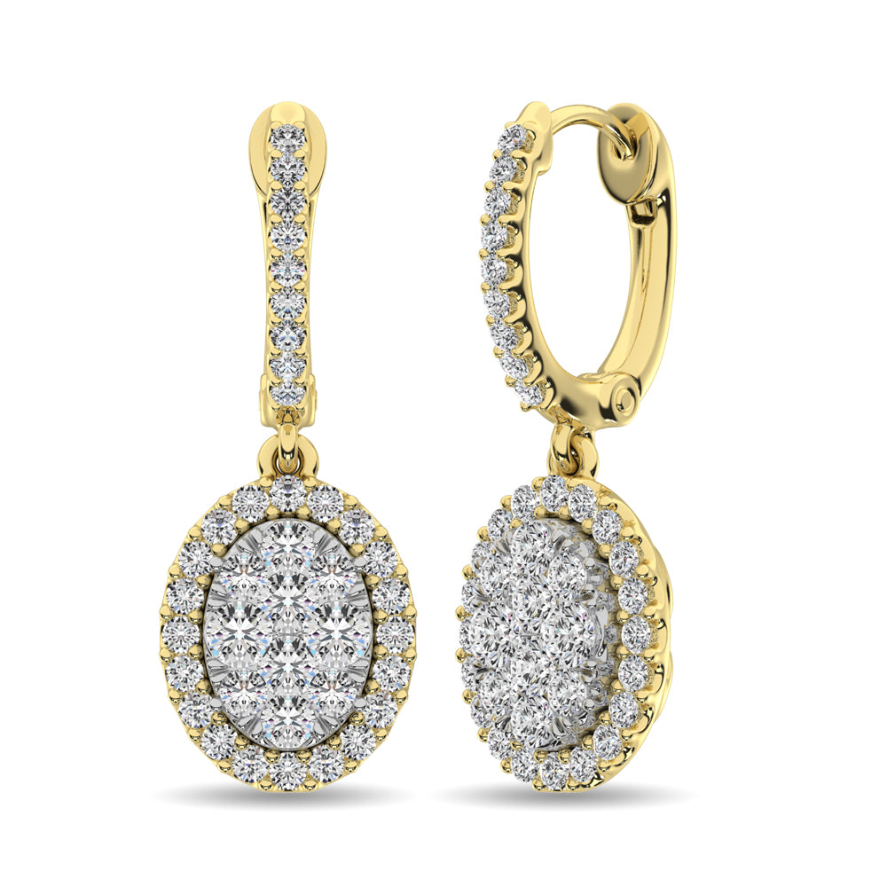 Aretes Colgantes con Diamantes de 1 1/2 quilates en Oro Amarillo de 14k