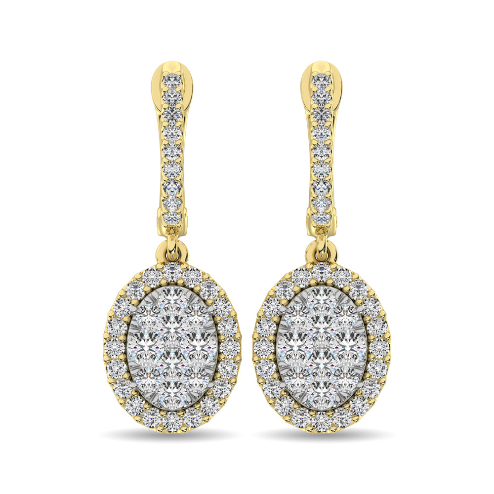 Aretes Colgantes con Diamantes de 1 1/2 quilates en Oro Amarillo de 14k