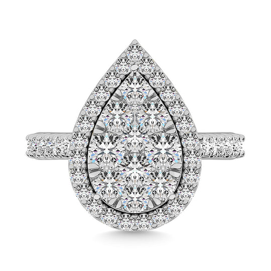 Anillo de moda con diamantes de 3/4 quilates en oro blanco de 14 quilates