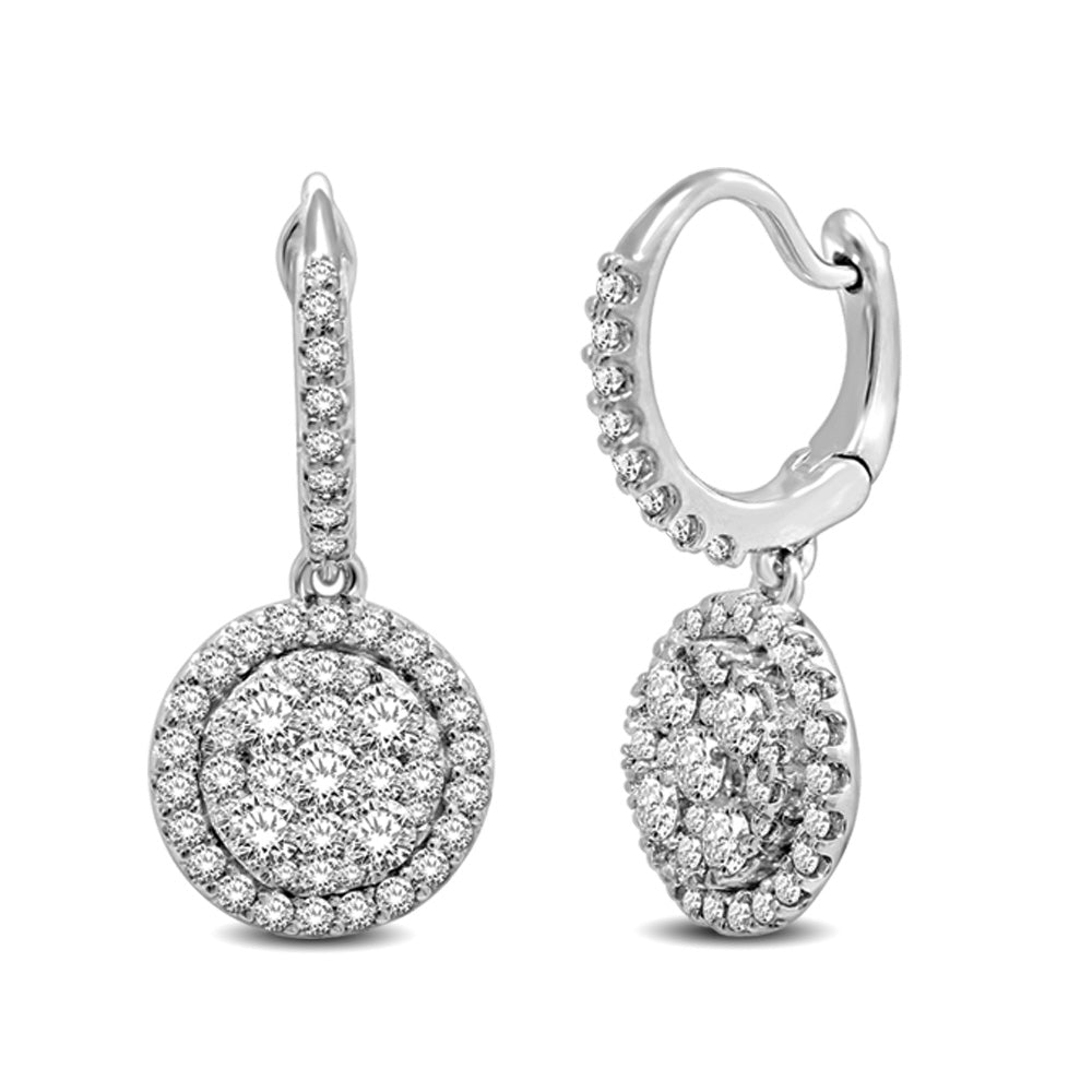 Pendientes de moda con diamantes de oro blanco de 14 quilates de 1 1/10 quilates