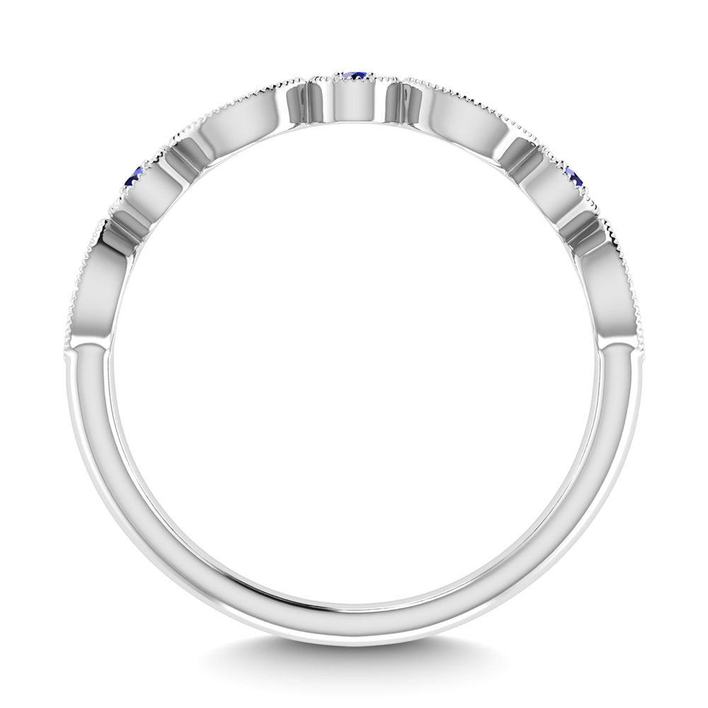 Diamante 1/8 Ct.Tw. Y banda apilada de zafiro azul en oro blanco de 10 k