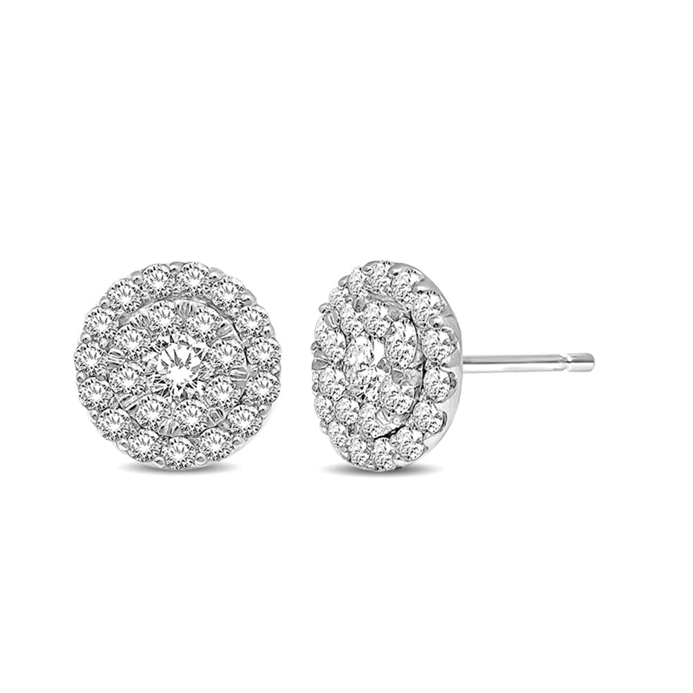 Aretes con Diamantes Invisibles de 1/2 qt en Oro Blanco de 14k