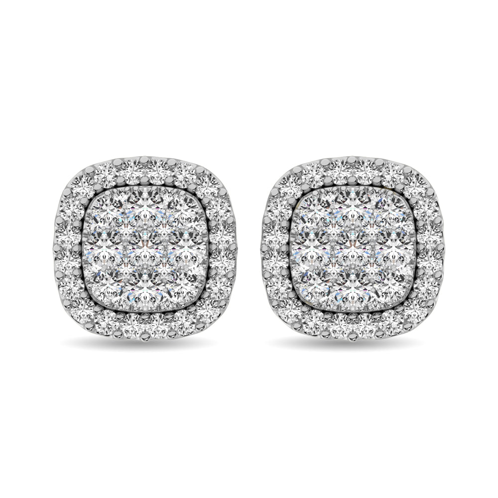 Diamante 5/8 Ct.Tw. Aretes en racimo en oro blanco de 14 k