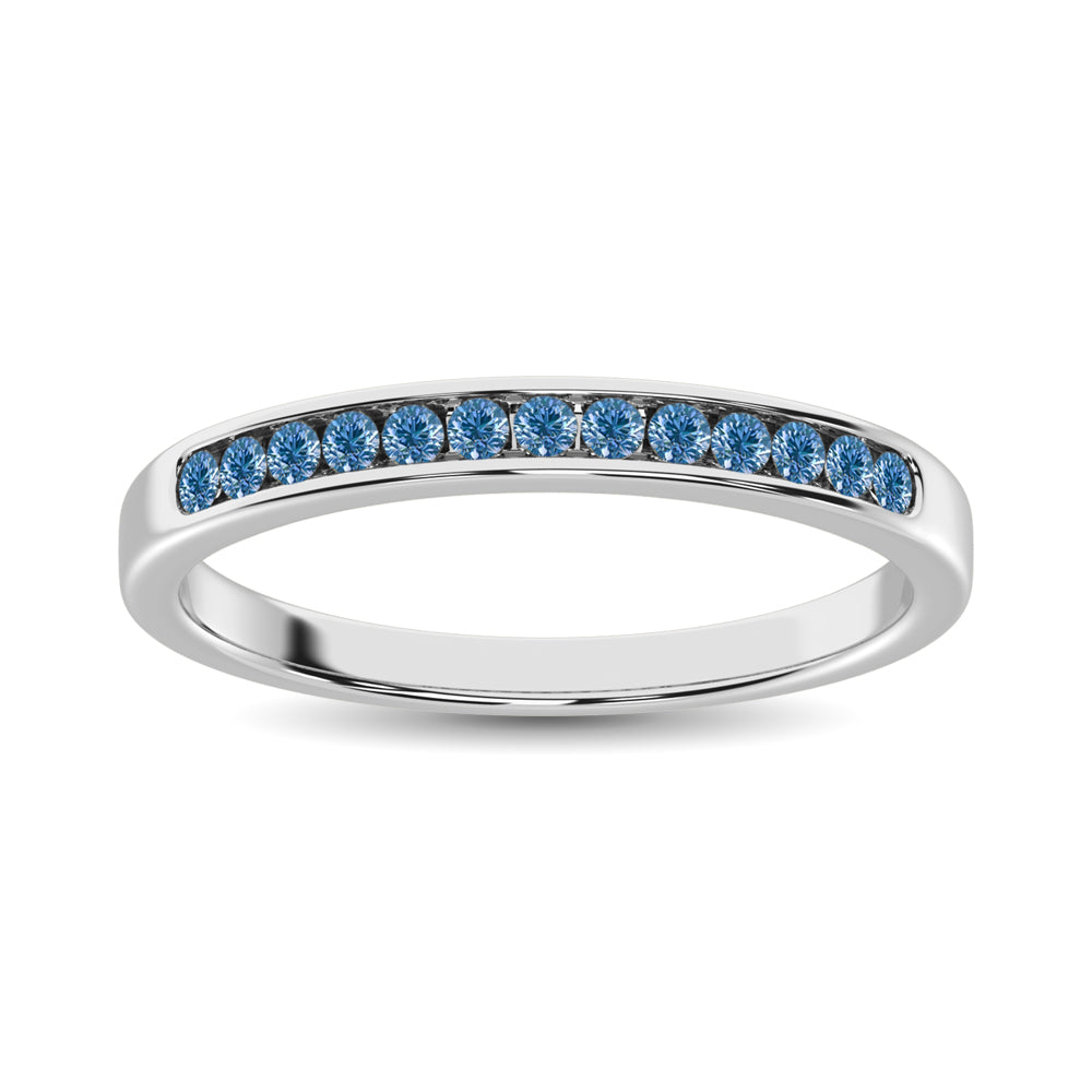 Diamante Azul 1/6 Ct.Tw. Banda a máquina en oro blanco de 14 quilates