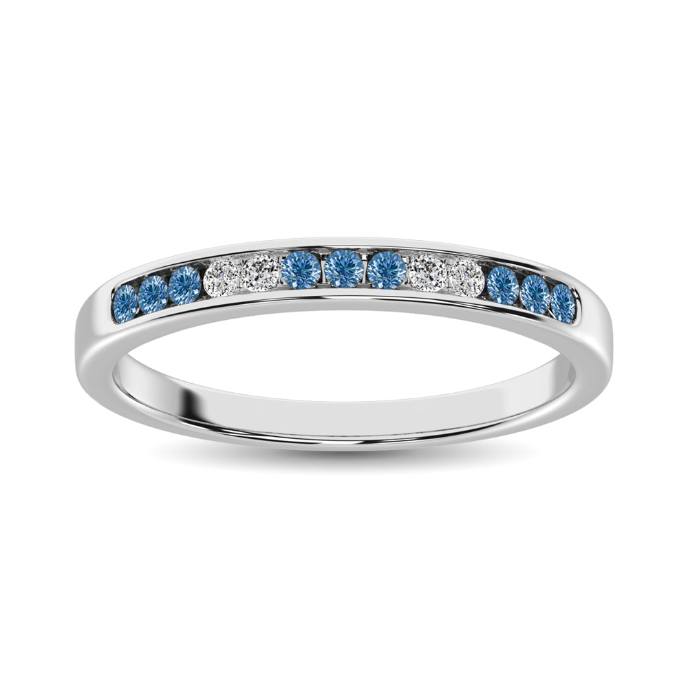 Diamante azul de 1/5 qt.Tw. Banda a máquina en oro blanco de 14 quilates