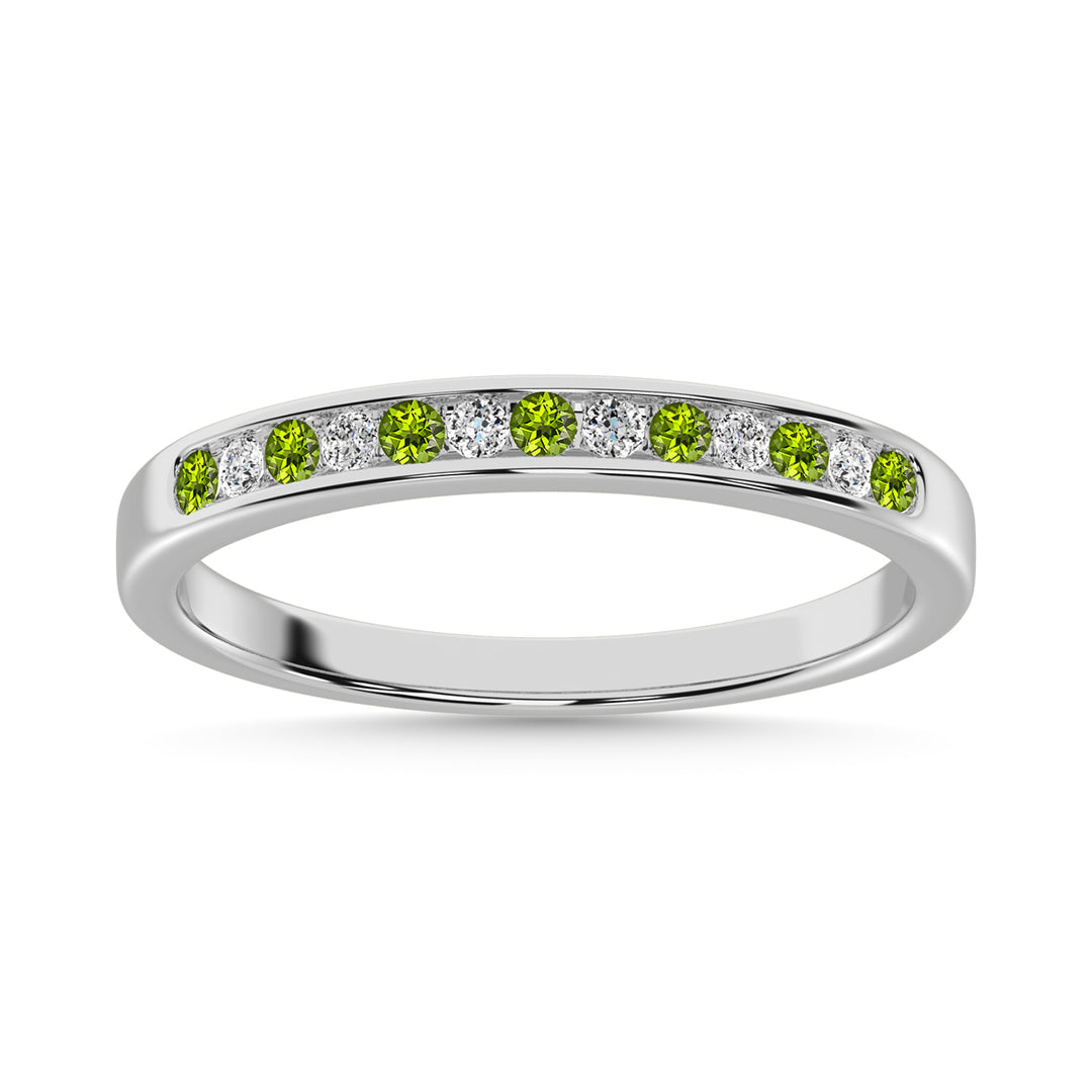 Churumbela para mujer en oro blanco de 14 quilates con Peridoto y diamante alternativo de 1/5 quilates Tw