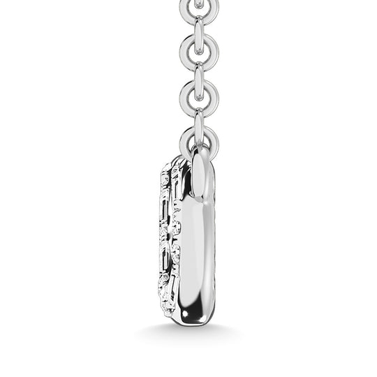 Diamante 1/6 Ct.Tw. Collar infinito de talla redonda y baguette en oro blanco de 10 k