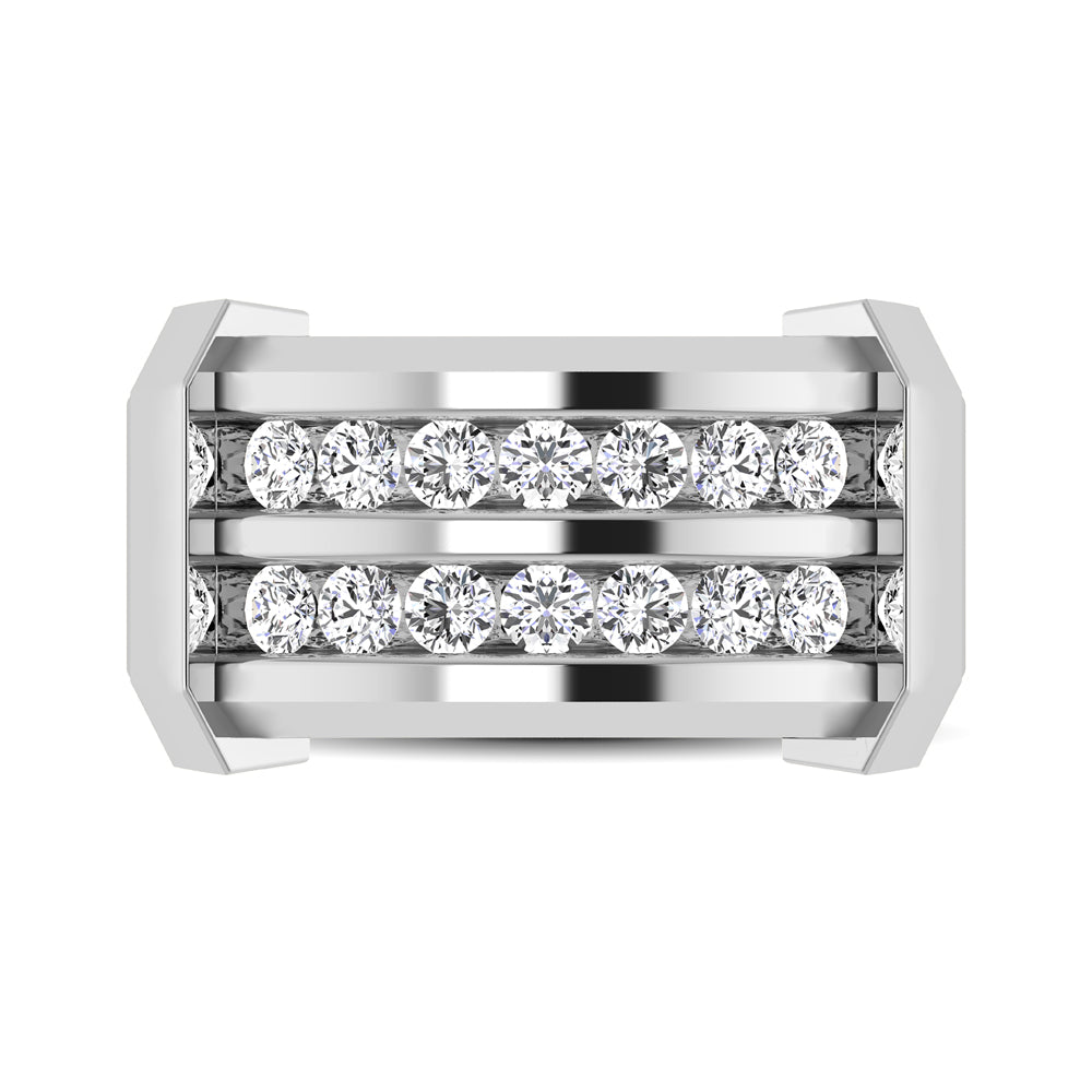 Alianza de boda para hombre con diamantes de talla redonda de 1/2 quilates en oro blanco de 10 quilates