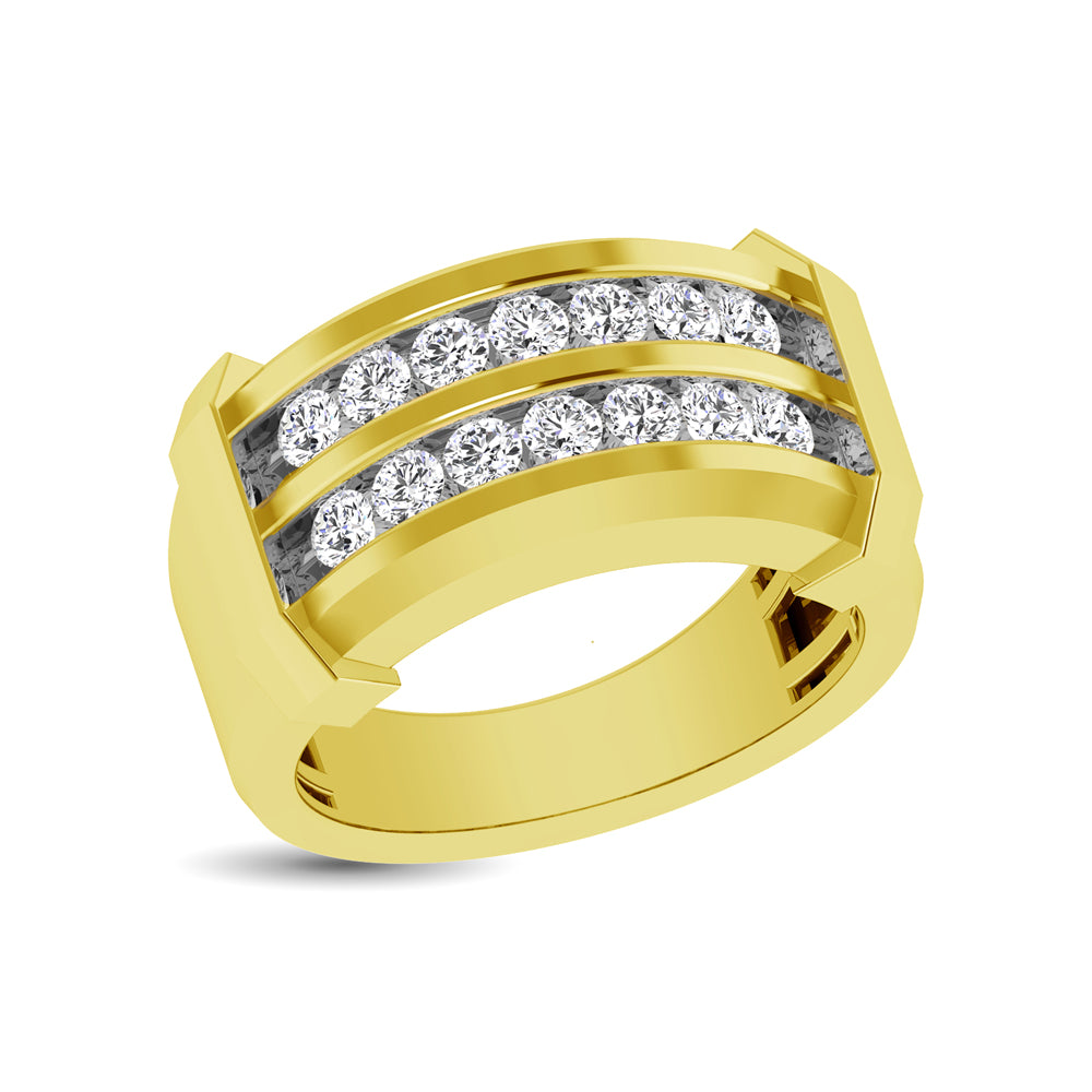 Alianza de boda para hombre con diamantes de talla redonda de 1/5 quilates en oro amarillo de 10 quilates