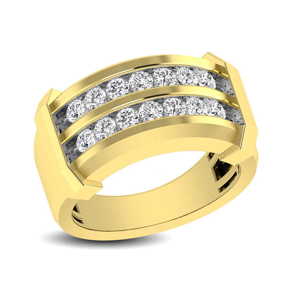 Alianza de boda para hombre con diamantes de talla redonda de 1/5 quilates en oro amarillo de 10 quilates