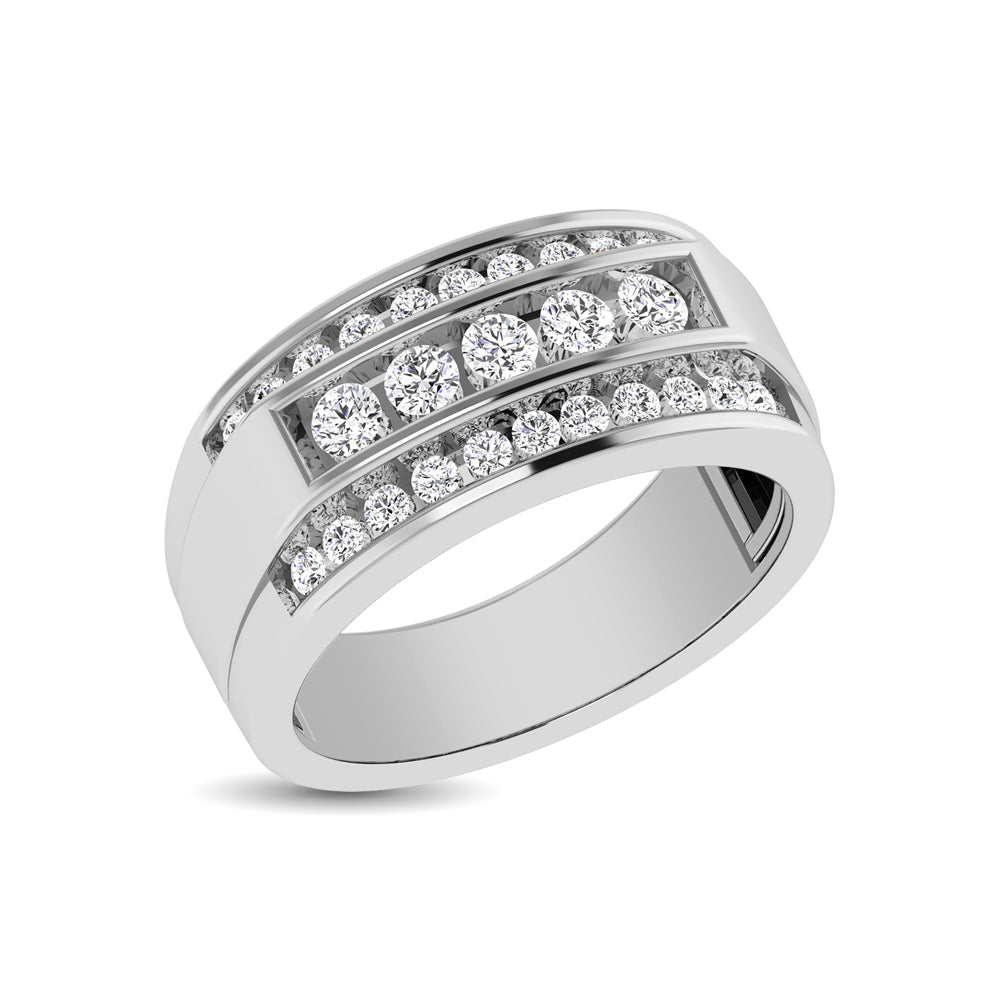 Alianza de boda para hombre con diamantes de talla redonda de 1/2 quilates en oro blanco de 10 quilates