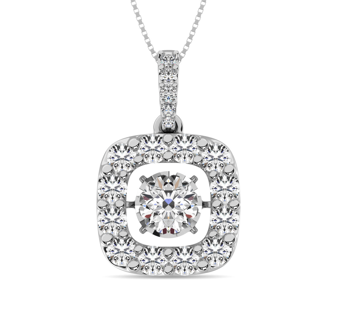 Diamante de 2 qt.Tw. Colgante brillante en plata blanca de 14 quilates