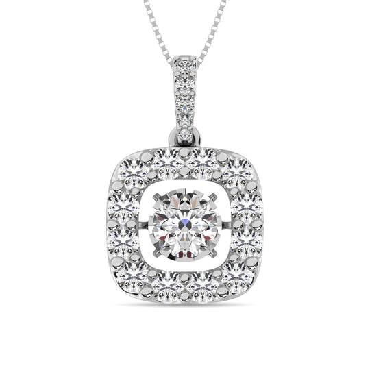 Diamante de 2 qt.Tw. Colgante brillante en plata blanca de 14 quilates