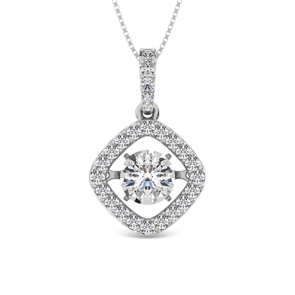 Diamante de 2 qt.Tw. Colgante brillante de forma cuadrada en oro blanco de 14 k