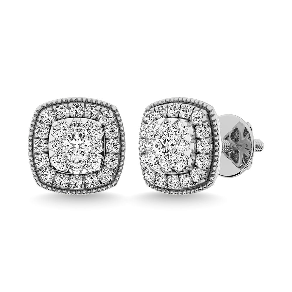 Diamante 5/8 Ct.Tw. Aretes en racimo en oro blanco de 14 k