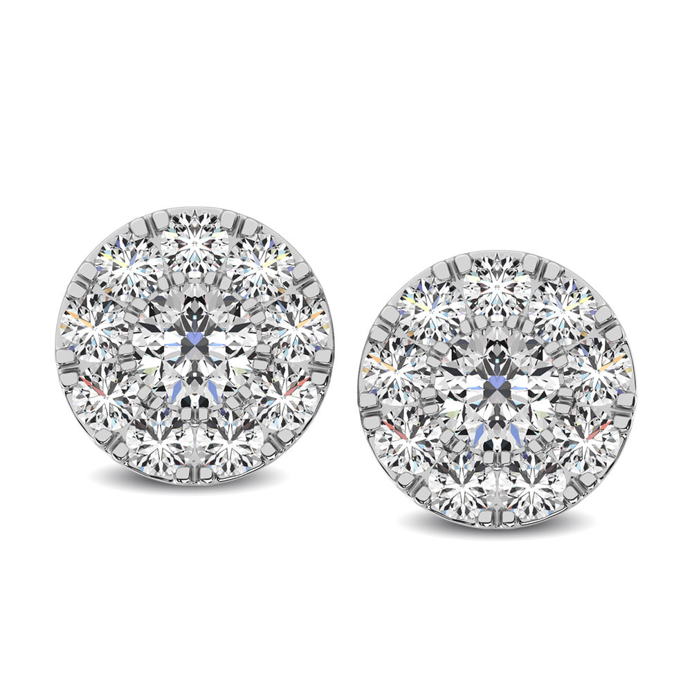 Diamante 1/4 Ct.Tw. Aretes con marco redondo