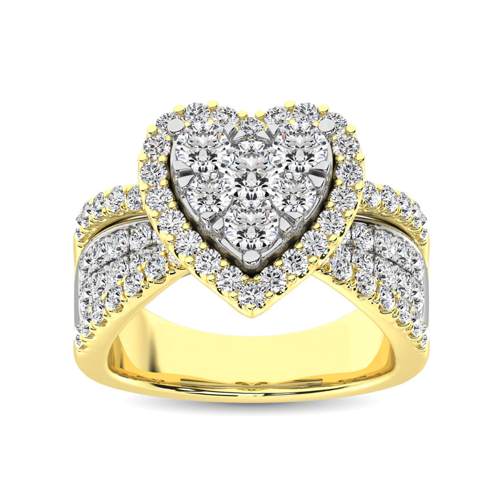 Diamante de 1 qt.Tw. Anillo de compromiso con corazón en oro de dos tonos de 14 k
