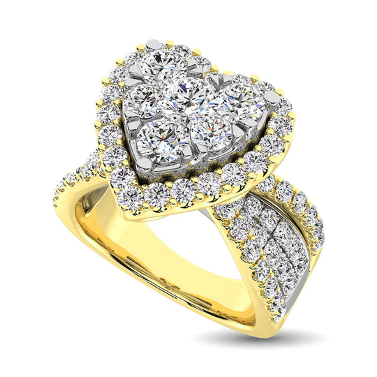 Diamante de 1 qt.Tw. Anillo de compromiso con corazón en oro de dos tonos de 14 k
