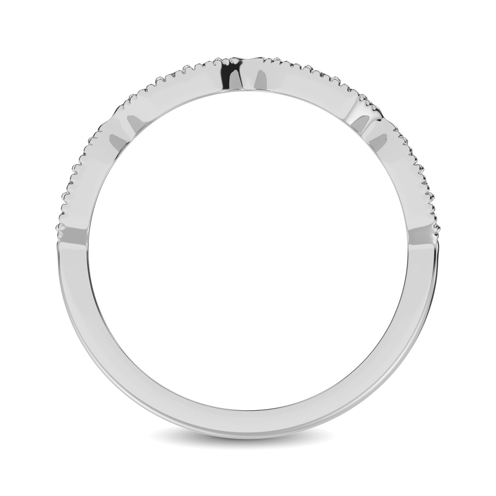 Banda Estilo Cuentas Engastada con Diamante de 1/6 qt en Oro Blanco de 14k