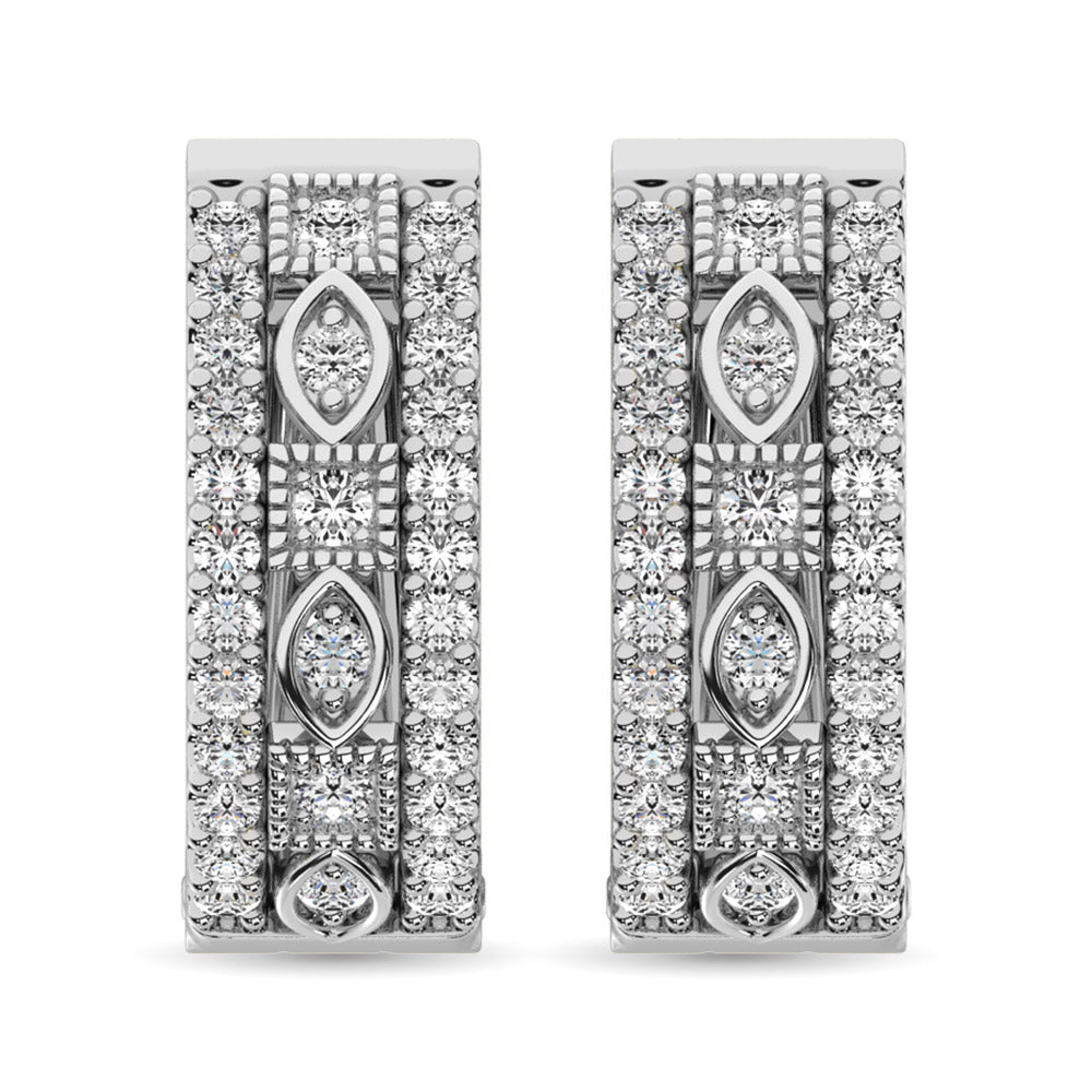 Diamante 3/8 Ct.Tw. Aretes de aro en oro blanco de 14 k