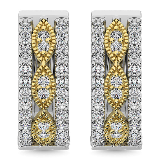 Diamante 3/8 Ct.Tw. Aretes de aro en oro de dos tonos de 14 k