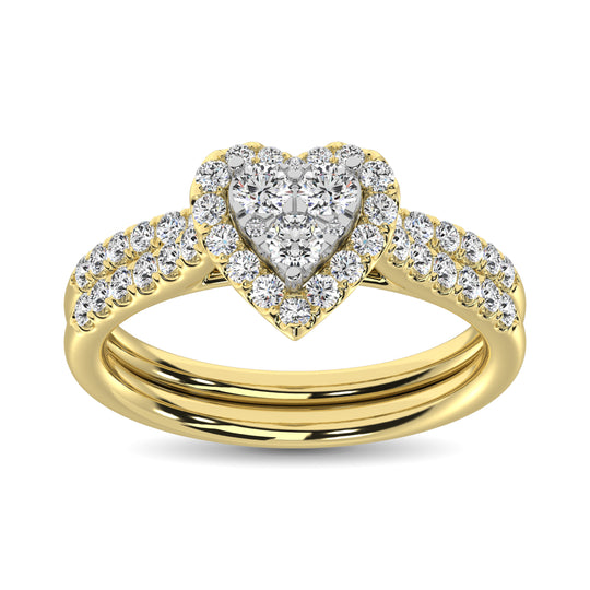 Diamante de 1 qt.Tw. Anillo nupcial en oro amarillo de 10 quilates