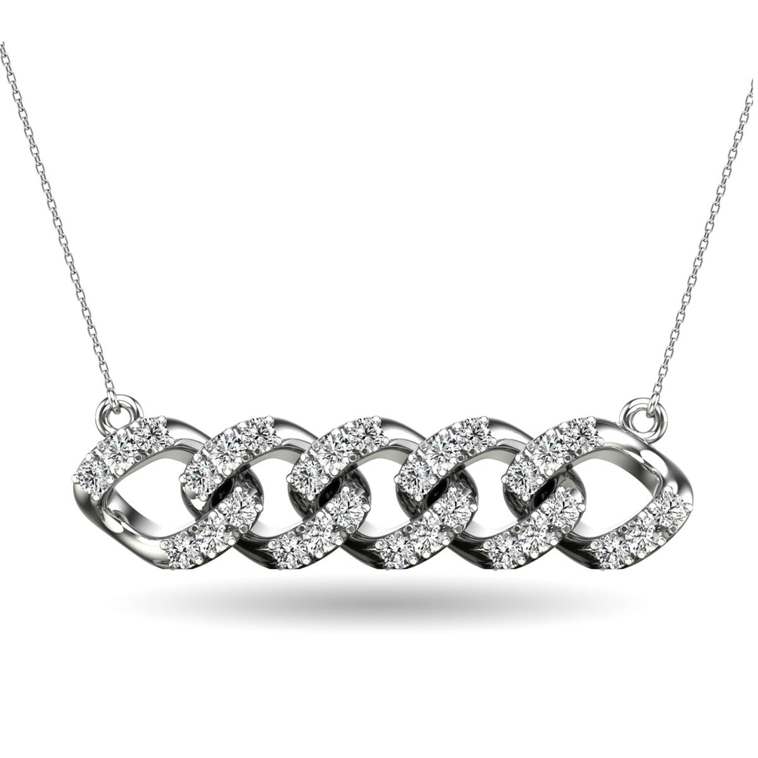 Oro blanco de 14 quilates de 1/4 qt.Tw. Collar con patr‚àö‚â•n de cadena de diamantes