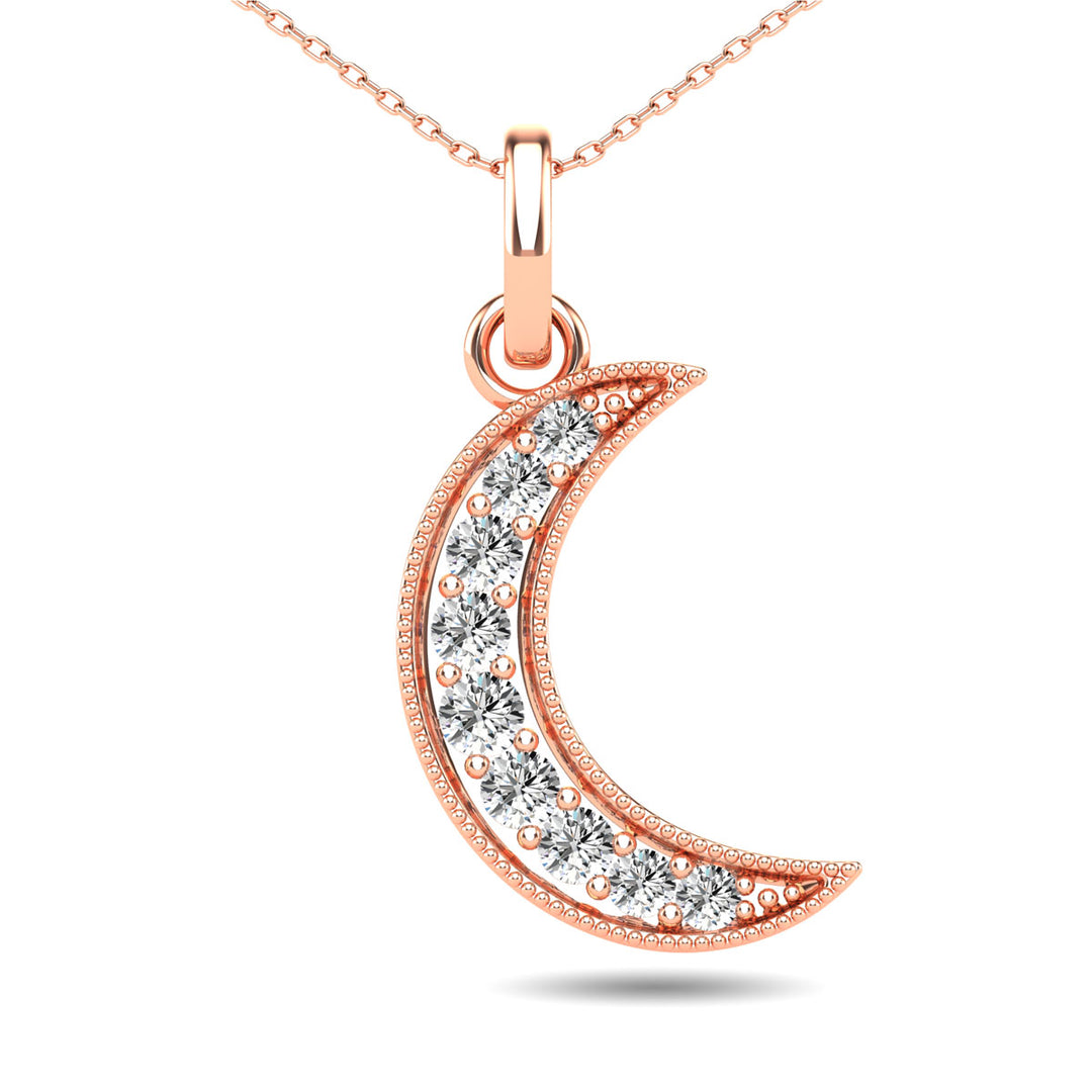 Diamante 1/10 Ct.Tw. Colgante de luna en oro blanco de 10 quilates