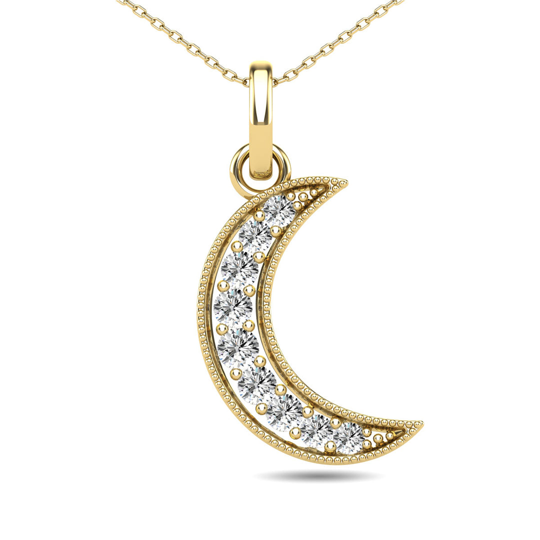 Diamante 1/10 Ct.Tw. Colgante de luna creciente en oro amarillo de 10 quilates