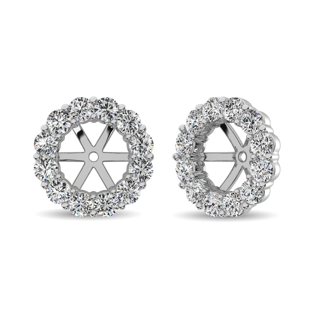 Diamante de oro blanco de 14 quilates de 1/2 qt. total Pendientes Chaqueta