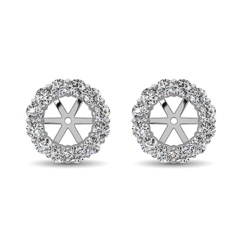 Diamante de oro blanco de 14 quilates de 1/2 qt. total Pendientes Chaqueta