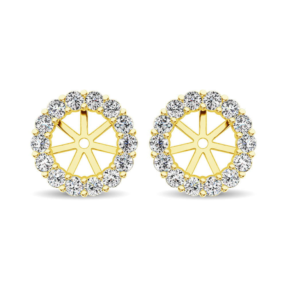 Diamante de oro amarillo de 14 quilates de 1/4 qt. total Pendientes Chaqueta