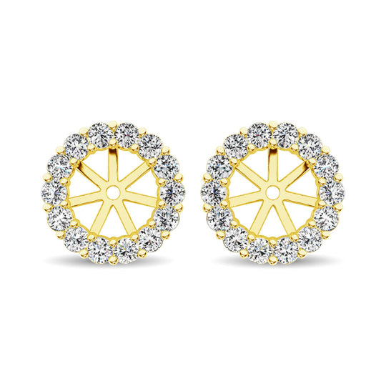 Diamante de oro amarillo de 14 quilates de 1/4 qt. total Pendientes Chaqueta