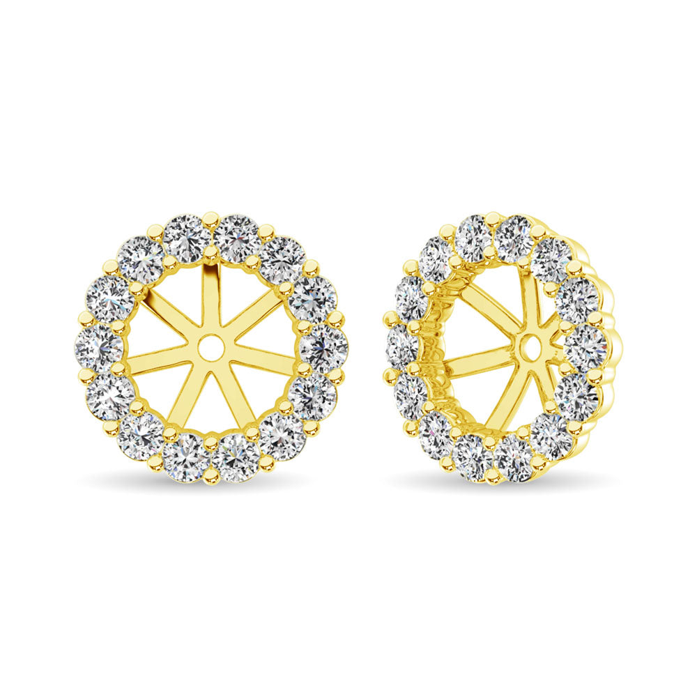 Diamante de oro amarillo de 14 quilates de 1/4 qt. total Pendientes Chaqueta