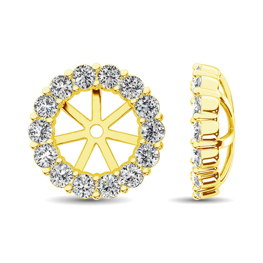 Diamante de oro amarillo de 14 quilates de 1/4 qt. total Pendientes Chaqueta