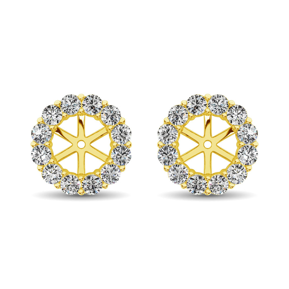 Diamante de oro amarillo de 14 quilates de 1/3 qt. total Pendientes Chaqueta