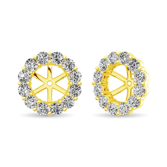 Diamante de oro amarillo de 14 quilates de 1/3 qt. total Pendientes Chaqueta