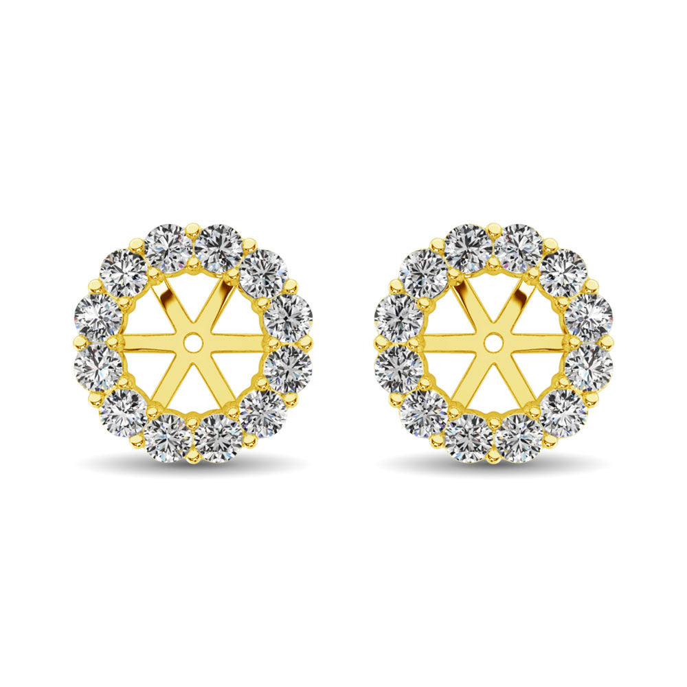 Diamante de oro amarillo de 14 quilates de 1/2 qt. total Pendientes Chaqueta