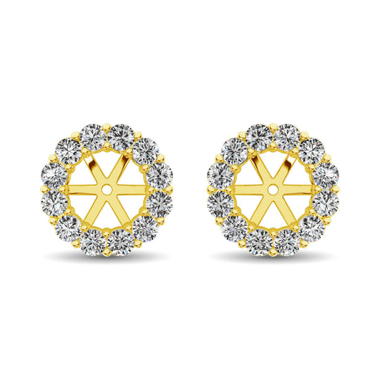 Diamante de oro amarillo de 14 quilates de 1/2 qt. total Pendientes Chaqueta