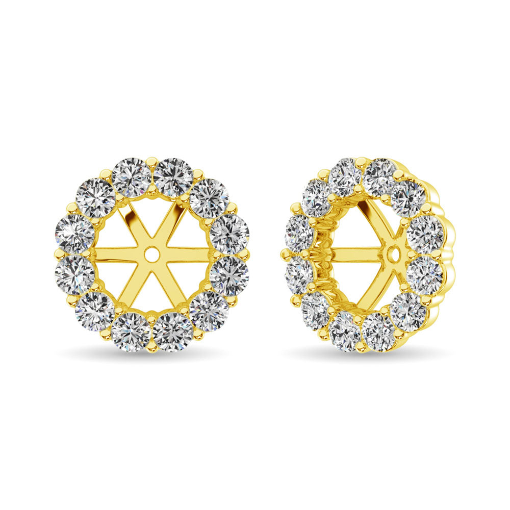 Diamante de oro amarillo de 14 quilates de 1/2 qt. total Pendientes Chaqueta