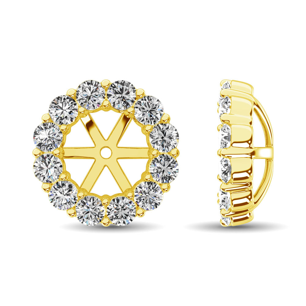 Diamante de oro amarillo de 14 quilates de 1/2 qt. total Pendientes Chaqueta