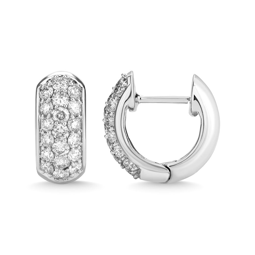 Diamante 3/4 Ct.Tw. Aretes de aro en oro blanco de 14 k