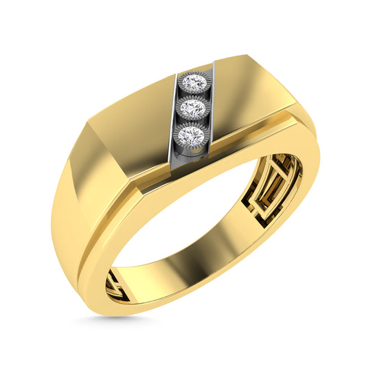 Diamante 1/50 Ct.Tw. Anillo de moda para hombre en oro amarillo de 10 quilates