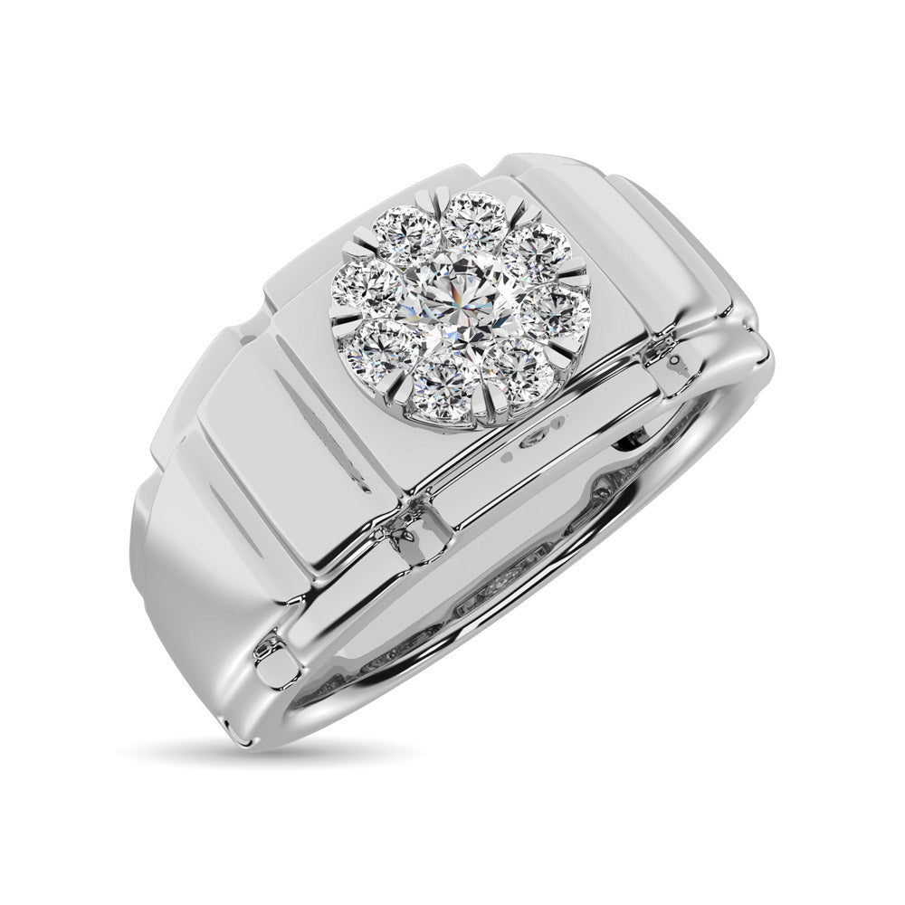 Diamante 1/2 Ct.Tw. Anillo de moda para hombre en oro blanco de 14 quilates