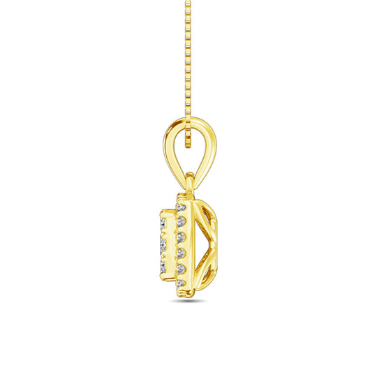 Colgante moderno de diamantes de talla redonda de 5/8 qt total en oro amarillo de 14 k