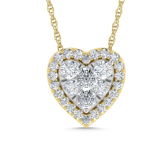 Diamante 1/2 Ct.Tw. Colgante de corazón en oro amarillo de 14 k