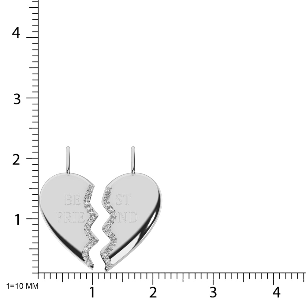 Colgante de diamantes para mejor amigo de 1/10 ct de peso total en plata de ley