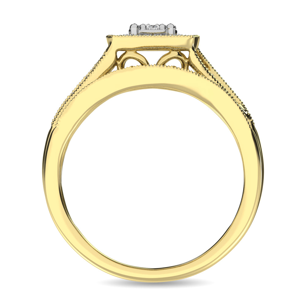Anillo nupcial de diamantes de 1/6 ct de peso total en oro amarillo de 10 quilates de talla redonda