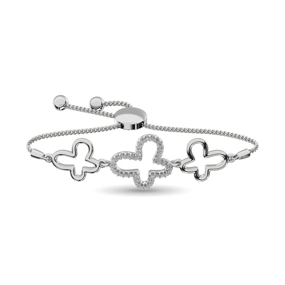 Brazalete de diamantes de 1/8 qt total en plata de ley